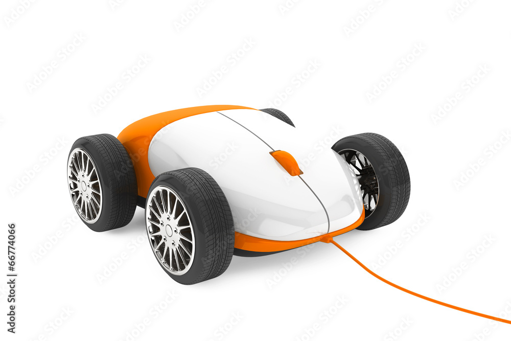 Poster Computer Mouse on a wheels