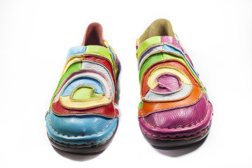 Bright multicolored leather shoes