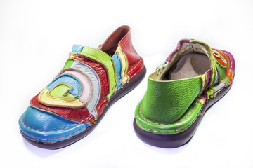 Bright multicolored leather shoes