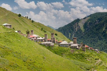 Obraz premium Mountainous village of Svaneti region in Georgia
