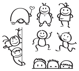 Vector fun  kids cartoons silhouettes.