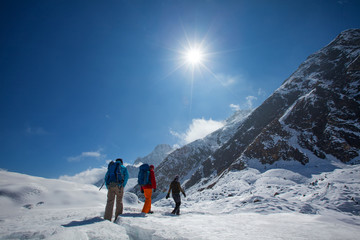 Fototapeta na wymiar Hiking in Himalaya mountains