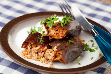Stuffed dried eggplants, traditional Turkish dish