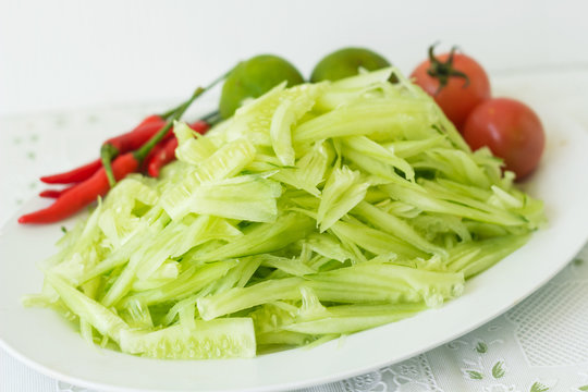 Prepared Thai style cucumber spicy salad