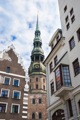 Obraz premium An old city. Riga, Latvia. Saint Peter’s church.