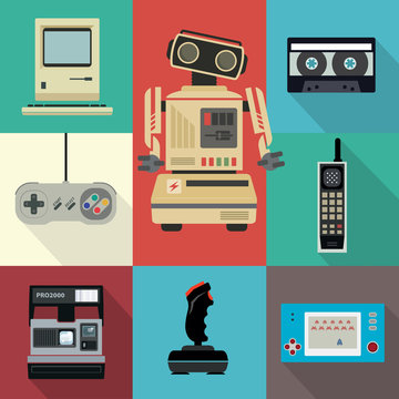 80's and 90's style flat vector technology