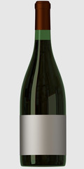 Green wine bottle with white label