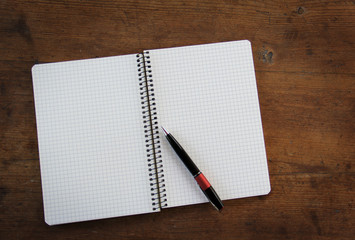 Notebook on wooden table