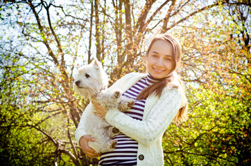 woman with terrier
