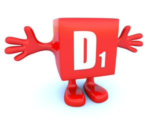 D1 vitamin symbol on red figure