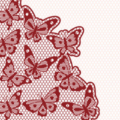 Naklejka premium Vintage fashion lace ornament background with butterflies.