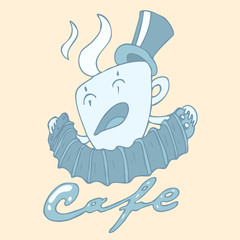 Vintage Breakfast,  cafe, vector Illustration