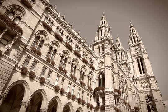 Vienna city hall - sepia image