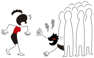 群衆から抜け出てくる男性