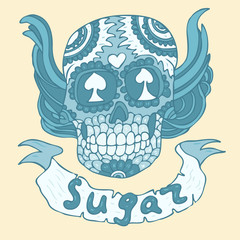 Day of The Dead colorful Skull vector illustration