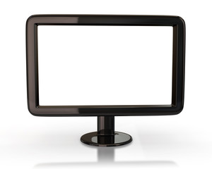 Black monitor with blank white screen