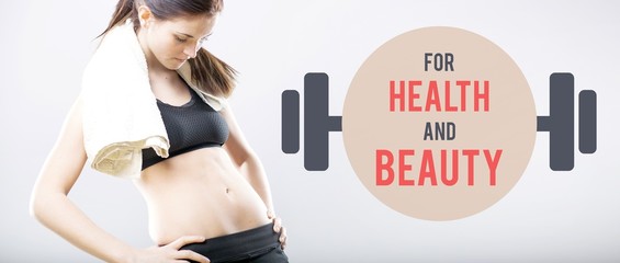 Fototapeta na wymiar Health and beauty, woman looking at flat belly