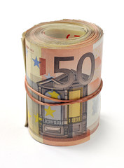 50 euro banknote folded in a roll