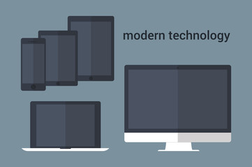 Group of computer devices. Vector.