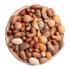 Set of nuts in wicker