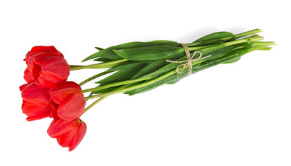 Bouquet of tulips with a rope