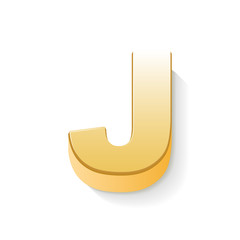 3d golden letter J