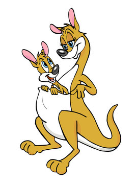 Kangaroo Mom & Joey