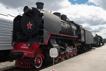 Naklejka premium Vintage steam powered railway train