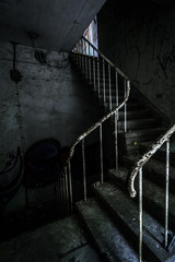 Horror staircase and hidden creepy hand