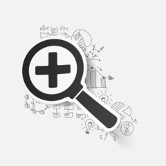 Obraz premium Drawing business formulas: magnifier
