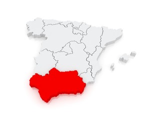 Fototapeta premium Map of Andalusia. Spain.
