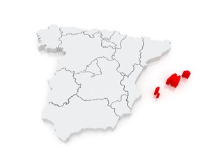 Map of Balearic Islands. Spain.