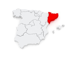 Map of Catalonia. Spain.