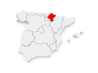 Map of Navarre. Spain.