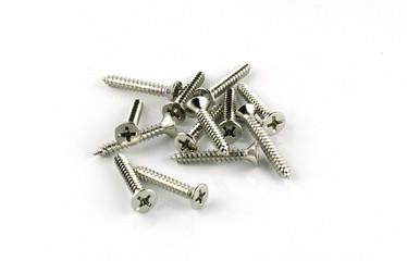 Screws located on a white background