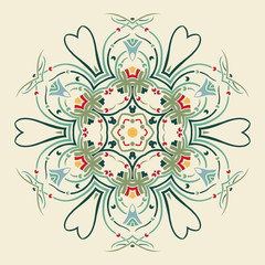 Vector round retro ornament