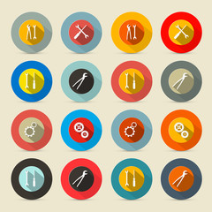 Retro Vector Tools Buttons - Icons Set
