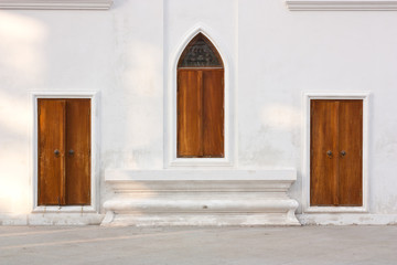 Fototapeta premium Wooden doors, wooden windows of the temple, Thailand.