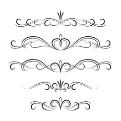Black decorative curly elements and ornaments