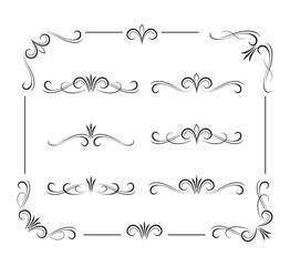 Black decorative curly elements and ornaments