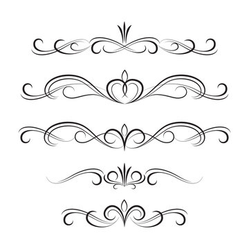 Black decorative curly elements and ornaments