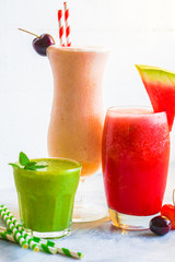 Colorful smoothie cocktails