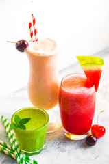 Colorful smoothie cocktails
