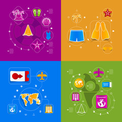 Set of summer tourism icons