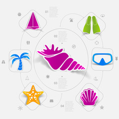 Set of summer tourism icons