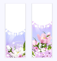 Floral banners with beautiful pattern