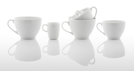 White coffee and tea cups (with PS paths)