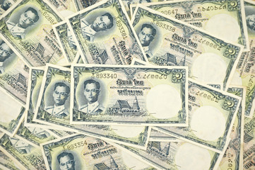 Old ancient bills of Thailand as background