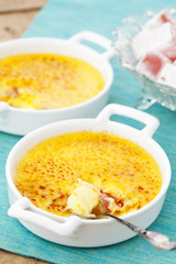 Creme brulee. Traditional French vanilla cream dessert