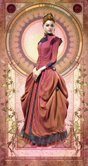 Fototapeta na wymiar Pink Belle Epoque Gown, 3d CG